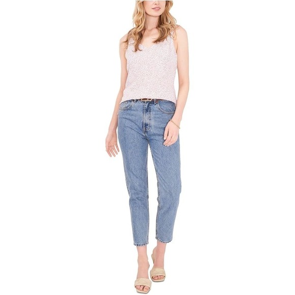 Vince Camuto Animal Print Tank Top Sleeveless Ruffle Strap Casual Medium NWT $59 - Picture 1 of 11